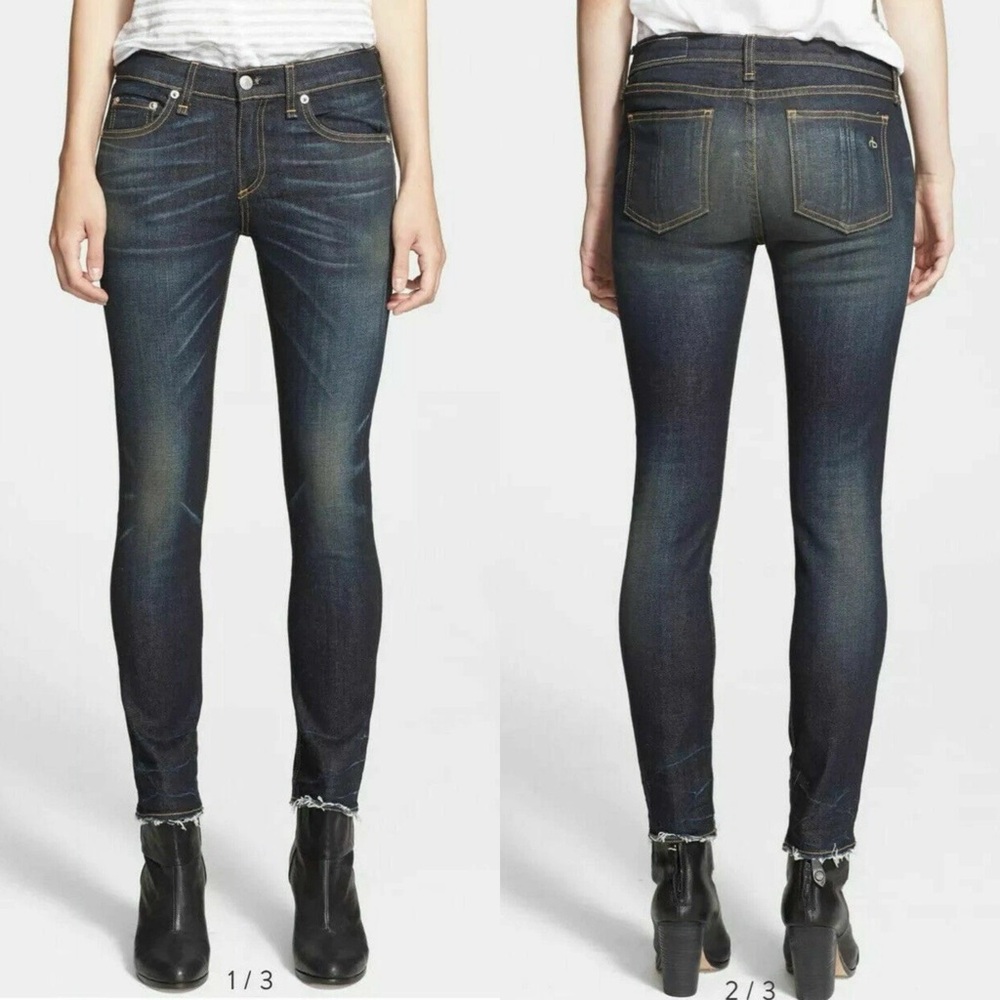 Rag & Bone Women's Crop Jeans in Santiago Dark Wash Raw Hem Size 26